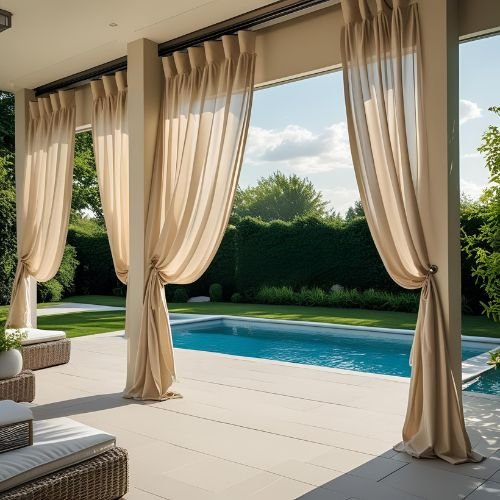 Motorized outdoor curtains