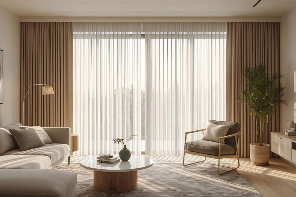 vertical blinds layering with curtains
